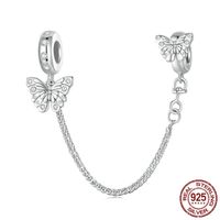 Silver Ziyun Original Butterfly Silicone Positioning Safety Chain Accessories Simple Light Luxury Style S925 Sterling Silver Bracelet Beaded sku image 1