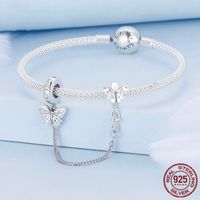 Silver Ziyun Original Butterfly Silicone Positioning Safety Chain Accessories Simple Light Luxury Style S925 Sterling Silver Bracelet Beaded main image 1