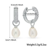 1 Pair Elegant Glam Luxurious Geometric Inlay Sterling Silver Artificial Pearls Zircon White Gold Plated Drop Earrings main image 2