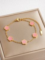 304 Stainless Steel 18K Gold Plated Cute Lady Sweet Enamel Flower Bracelets main image 2