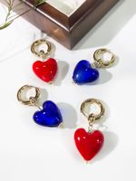1 Pair Sexy Sweet Heart Shape Copper 14K Gold Plated Drop Earrings main image 4