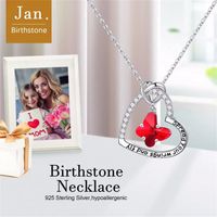 Sterling Silver IG Style Sweet Letter Heart Shape Butterfly Hollow Out Inlay Zircon Pendant Necklace main image 6