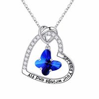 Sterling Silver IG Style Sweet Letter Heart Shape Butterfly Hollow Out Inlay Zircon Pendant Necklace sku image 6