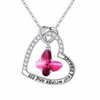 Sterling Silver IG Style Sweet Letter Heart Shape Butterfly Hollow Out Inlay Zircon Pendant Necklace sku image 7