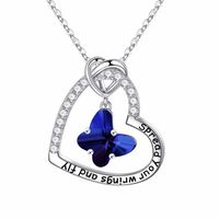 Sterling Silver IG Style Sweet Letter Heart Shape Butterfly Hollow Out Inlay Zircon Pendant Necklace sku image 10