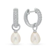 1 Pair Elegant Glam Luxurious Geometric Inlay Sterling Silver Artificial Pearls Zircon White Gold Plated Drop Earrings sku image 1