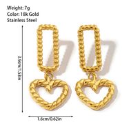 1 Pair Retro Streetwear Heart Shape Titanium Steel 18K Gold Plated Drop Earrings main image 3