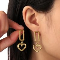 1 Pair Retro Streetwear Heart Shape Titanium Steel 18K Gold Plated Drop Earrings main image 2