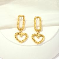 1 Pair Retro Streetwear Heart Shape Titanium Steel 18K Gold Plated Drop Earrings main image 4