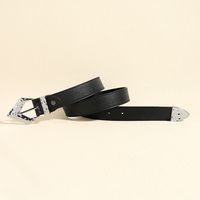 Elegant Luxurious Solid Color Pu Leather Ferroalloy Belt Buckle Women's Leather Belts main image 6
