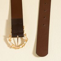 Elegant Luxurious Solid Color Pu Leather Ferroalloy Belt Buckle Women's Leather Belts main image 10