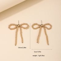 1 Pair Nordic Style Simple Style Bow Knot Beaded Braid CCB Ear Studs main image 3