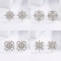 1 Pair Sweet Simple Style Sun Snowflake Plating Inlay Sterling Silver Zircon White Gold Plated Ear Studs main image 1