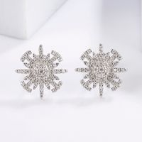 1 Pair Sweet Simple Style Sun Snowflake Plating Inlay Sterling Silver Zircon White Gold Plated Ear Studs main image 3