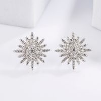 1 Pair Sweet Simple Style Sun Snowflake Plating Inlay Sterling Silver Zircon White Gold Plated Ear Studs main image 6