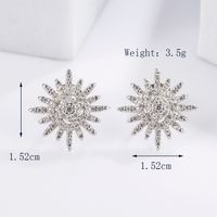 1 Pair Sweet Simple Style Sun Snowflake Plating Inlay Sterling Silver Zircon White Gold Plated Ear Studs sku image 1