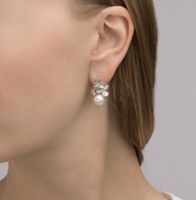 1 Pair Elegant Luxurious Flower Inlay Sterling Silver Artificial Pearls Zircon White Gold Plated Drop Earrings main image 5