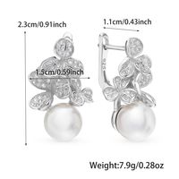 1 Pair Elegant Luxurious Flower Inlay Sterling Silver Artificial Pearls Zircon White Gold Plated Drop Earrings main image 2
