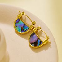 Titanium Steel 18K Gold Plated Retro Simple Style Semicircle Inlay Natural Stone Earrings Necklace main image 7