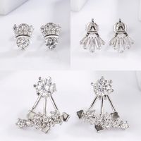 1 Pair Princess Simple Style Crown Plating Inlay Sterling Silver Zircon White Gold Plated Ear Studs main image 1