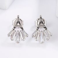 1 Pair Princess Simple Style Crown Plating Inlay Sterling Silver Zircon White Gold Plated Ear Studs main image 4