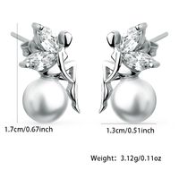 1 Paar Elegant Schmetterling Inlay Sterling Silber Künstliche Perlen Zirkon Weißgold Plattiert Ohrstecker main image 3