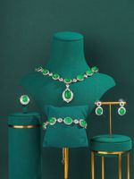 Copper Elegant Lady Inlay Geometric Zircon Jewelry Set sku image 1
