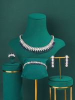 Copper Wedding Bridal Shiny Solid Color Inlay Zircon Jewelry Set sku image 1