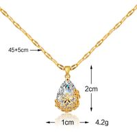 Copper Titanium Steel 18K Gold Plated Simple Style Inlay Water Droplets Zircon Pendant Necklace main image 2