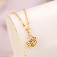 Copper Titanium Steel 18K Gold Plated Simple Style Inlay Water Droplets Zircon Pendant Necklace main image 1