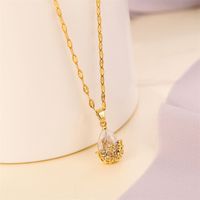 Copper Titanium Steel 18K Gold Plated Simple Style Inlay Water Droplets Zircon Pendant Necklace main image 3