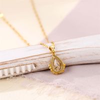 Copper Titanium Steel 18K Gold Plated Simple Style Inlay Water Droplets Zircon Pendant Necklace main image 6
