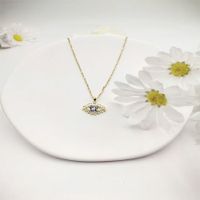 Stainless Steel Glam Exaggerated Eye Inlay Artificial Diamond Pendant Necklace main image 4