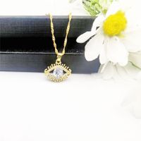 Stainless Steel Glam Exaggerated Eye Inlay Artificial Diamond Pendant Necklace main image 6