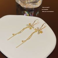 1 Piece IG Style Sweet Bow Knot Inlay Alloy Copper Zircon 18K Gold Plated Ear Hook main image 1