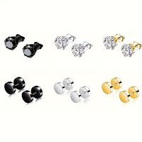 Simple Style Barbell 16K Gold Plated Artificial Rhinestones Stainless Steel Artificial Crystal Wholesale Ear Studs sku image 1