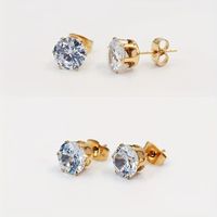 Simple Style Barbell 16K Gold Plated Artificial Rhinestones Stainless Steel Artificial Crystal Wholesale Ear Studs main image 5