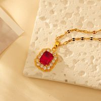 Copper 18K Gold Plated Elegant Simple Style Inlay Square Agate Pendant Necklace main image 8