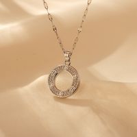 Copper 18K Gold Plated Elegant Simple Style Inlay Round Artificial Diamond Pendant Necklace main image 4