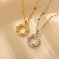 Copper 18K Gold Plated Elegant Simple Style Inlay Round Artificial Diamond Pendant Necklace main image 5