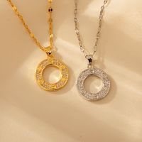 Copper 18K Gold Plated Elegant Simple Style Inlay Round Artificial Diamond Pendant Necklace main image 6