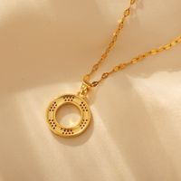 Copper 18K Gold Plated Elegant Simple Style Inlay Round Artificial Diamond Pendant Necklace main image 7