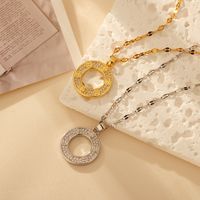 Copper 18K Gold Plated Elegant Simple Style Inlay Round Artificial Diamond Pendant Necklace main image 8