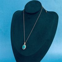 Copper 18K Gold Plated Elegant Oval Inlay Turquoise Pendant Necklace main image 3