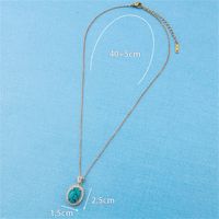 Copper 18K Gold Plated Elegant Oval Inlay Turquoise Pendant Necklace main image 2