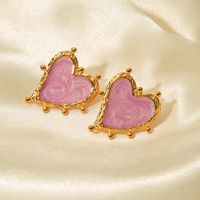 304 Stainless Steel 14K Gold Plated Elegant Romantic Sweet Enamel Plating Heart Shape Open Rings main image 1