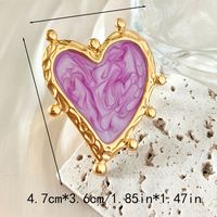 304 Stainless Steel 14K Gold Plated Elegant Romantic Sweet Enamel Plating Heart Shape Open Rings sku image 1