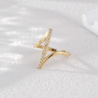 304 Stainless Steel 14K Gold Plated Simple Style Plating Inlay Geometric Zircon Open Rings main image 4