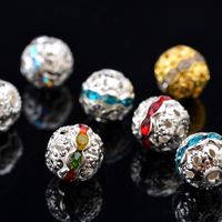 20 Pcs Diy Bracelet Gold-Plated Silver Color Rhinestone Ball Water Rhinestone Ball Ball Cap Shambhala Beads Inlaid Cap Spacer Beads 6/8mm main image 5