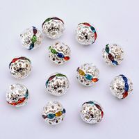 20 Pcs Diy Bracelet Gold-Plated Silver Color Rhinestone Ball Water Rhinestone Ball Ball Cap Shambhala Beads Inlaid Cap Spacer Beads 6/8mm sku image 15